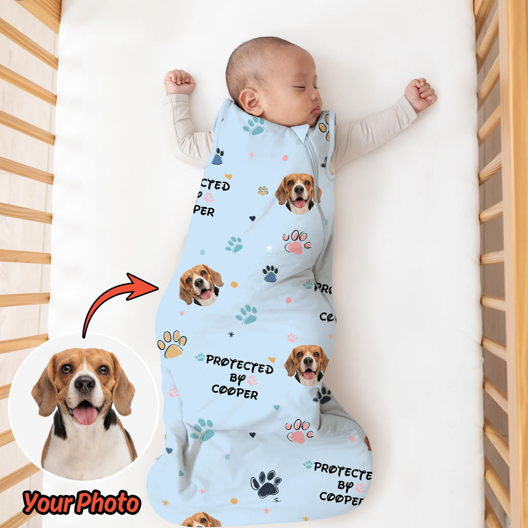Custom Dog Photo Pattern Protected By Sleep Bag Lightweight 0.5 TOG