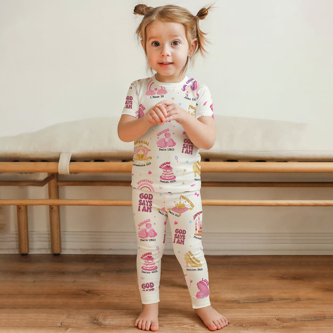 God Says I Am Girl Two Piece Long Sleeve Pajama Set