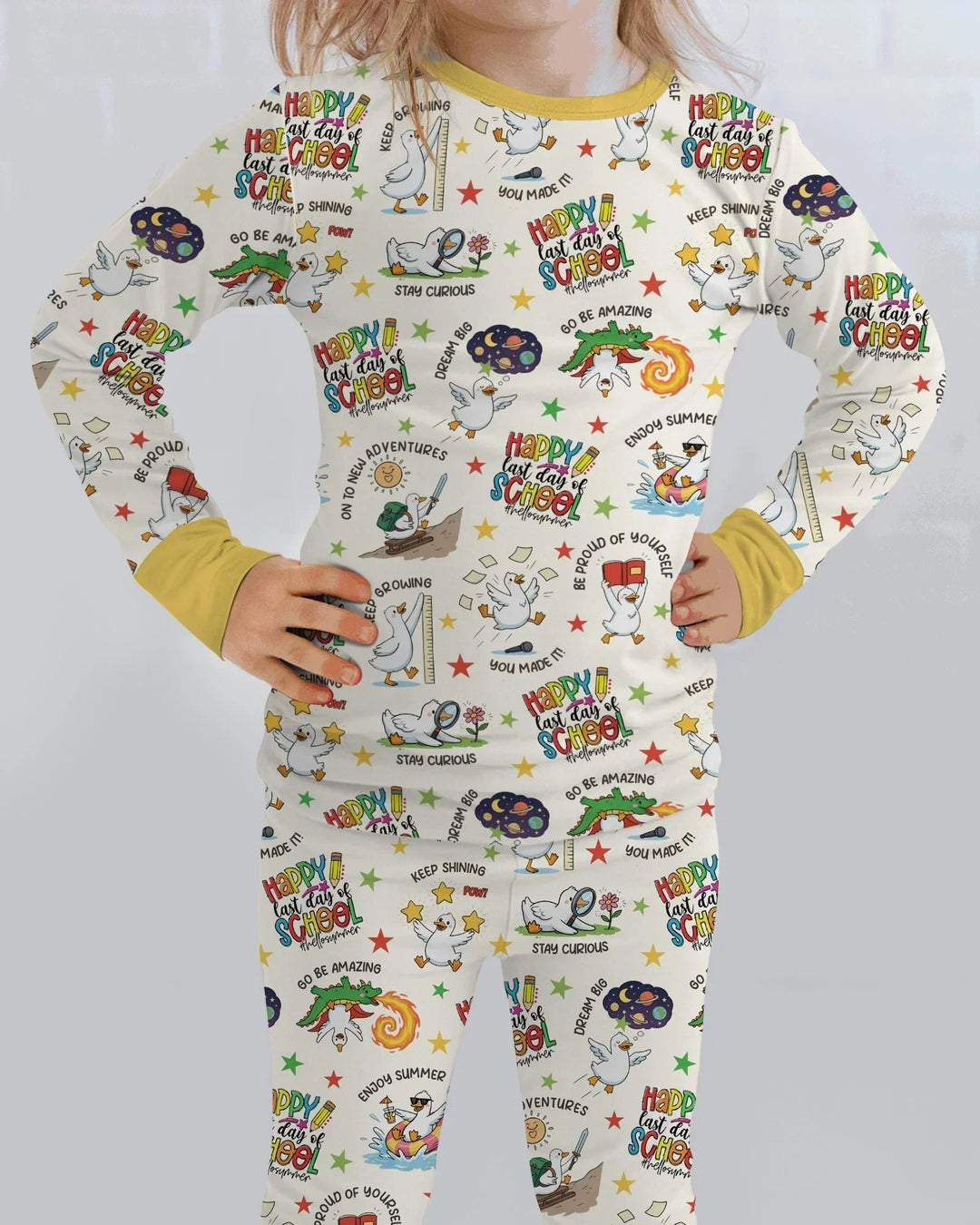 Silly Goose Happy Last Day of School Bamboo Two Piece Long Sleeve Pajama Set