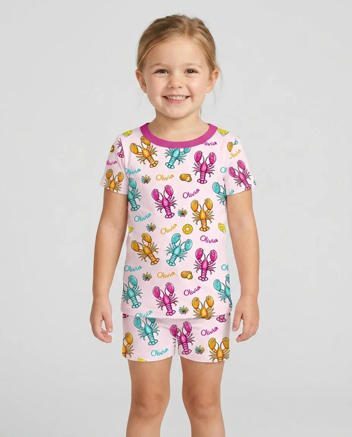 Zweiteiliges Pyjama-Set mit kurzen Ärmeln und Shorts im Sommer-Design