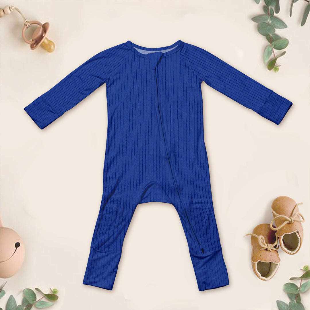 Cobalt Blue Ribbed Bamboo Baby Clothing – Bold and Vibrant