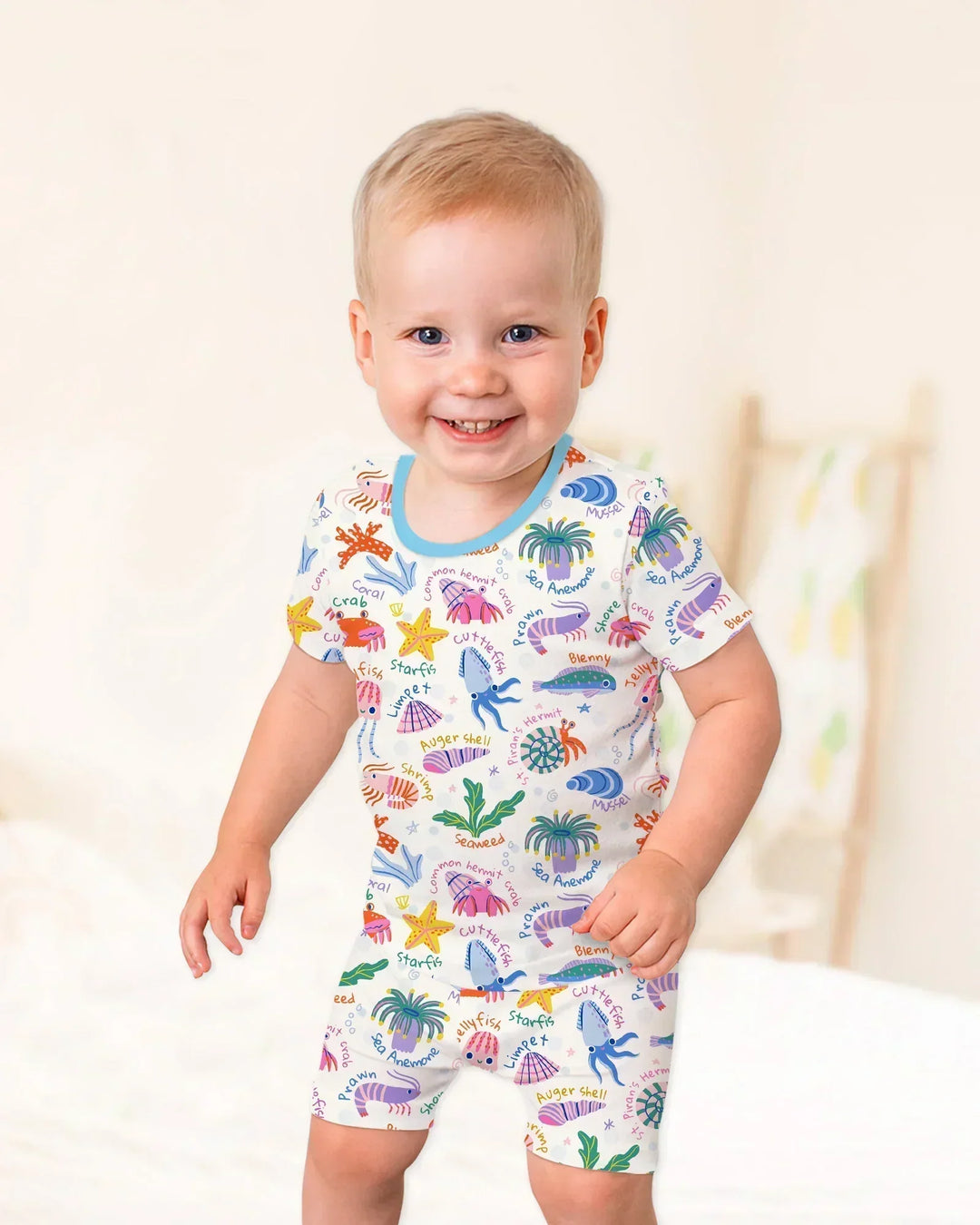 Tide Pool Pals Bamboo Two Piece Short Sleeve Shorts Pajama Set