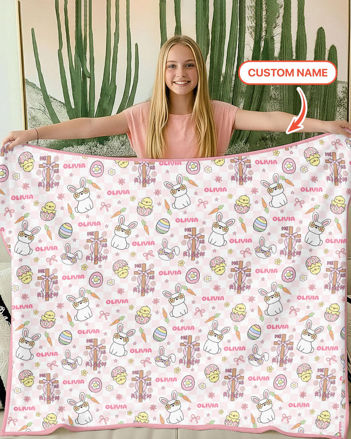 Custom Name Retro Easter Blanket