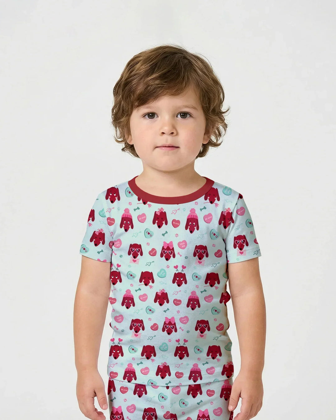 Dachshund Is My Valentine Two Piece Short Sleeve Shorts Pajama Set