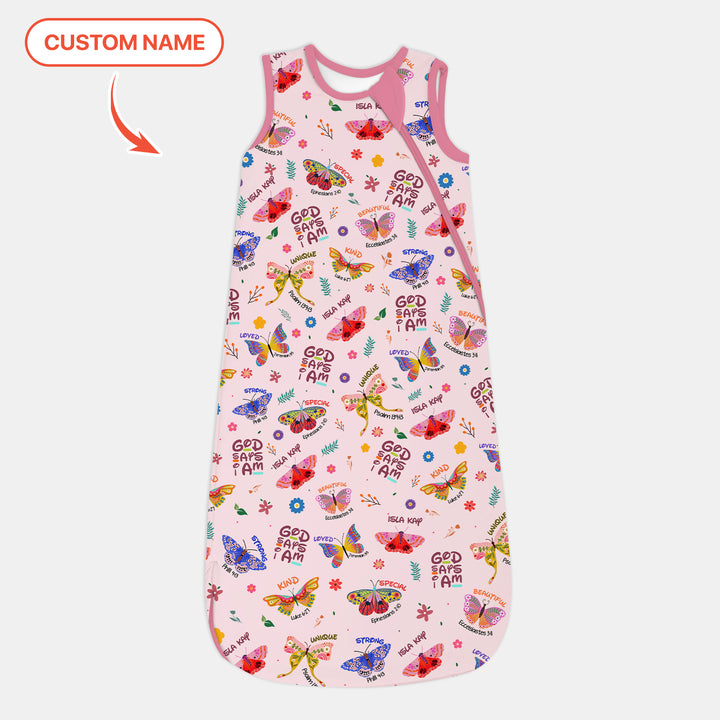 Custom Name God says I am Butterfly Sleep Bag