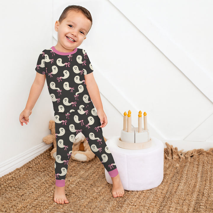 Little Ghosts Two Piece Short Sleeve Pajama Set For Haloween
