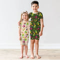 Veggie Letter Bamboo Two Piece Short Sleeve Shorts Pajama Set