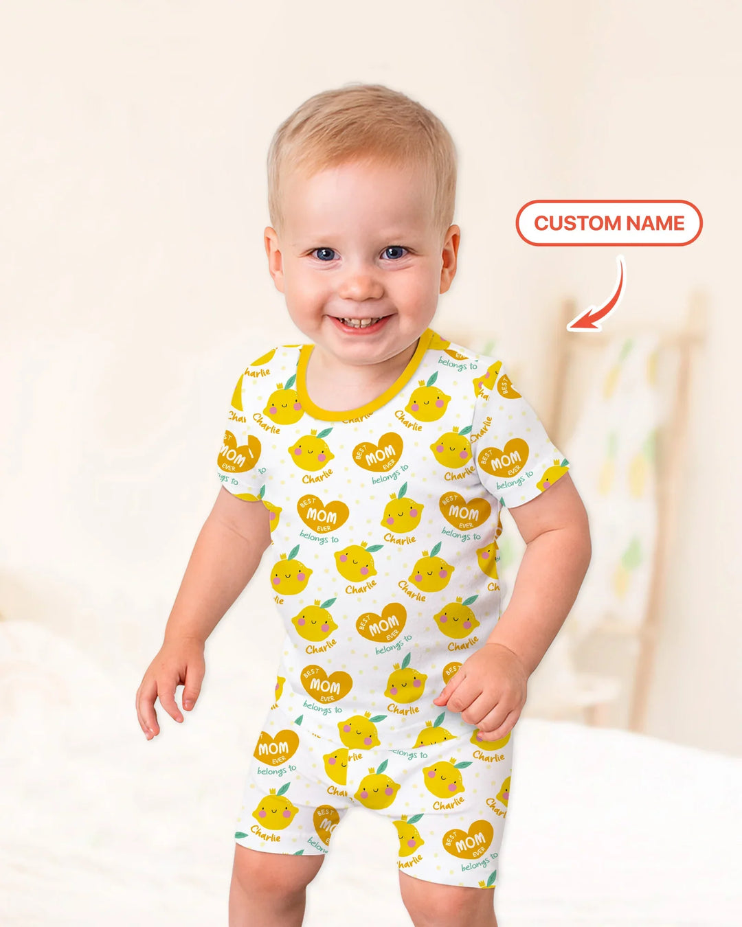 Custom Name Best Mom Ever Belongs to Bamboo Two Piece Short Sleeve Shorts Pajama Set