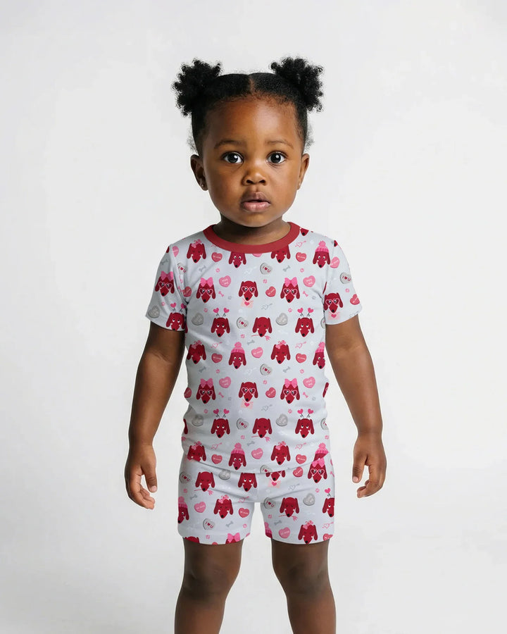 Dachshund Is My Valentine Two Piece Short Sleeve Shorts Pajama Set