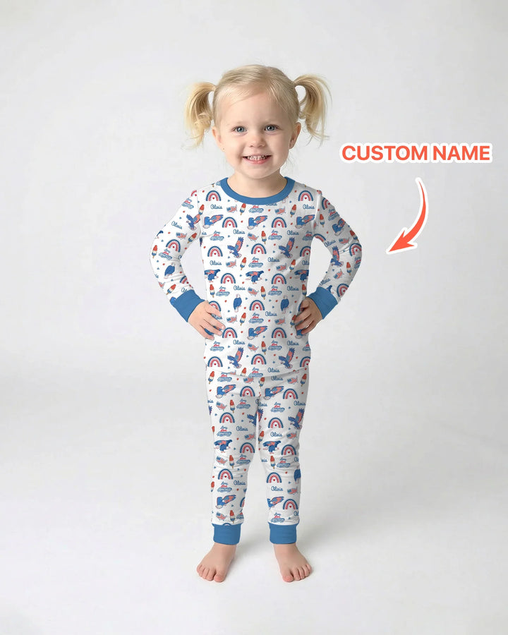 Zweiteiliges Langarm-Pyjama-Set mit Sommerfrüchten