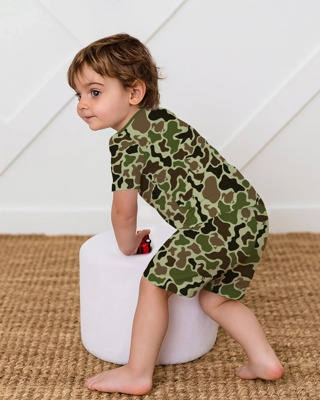 Mallard Duck Hunting Camouflage Bamboo Two Piece Short Sleeve Shorts Pajama Set