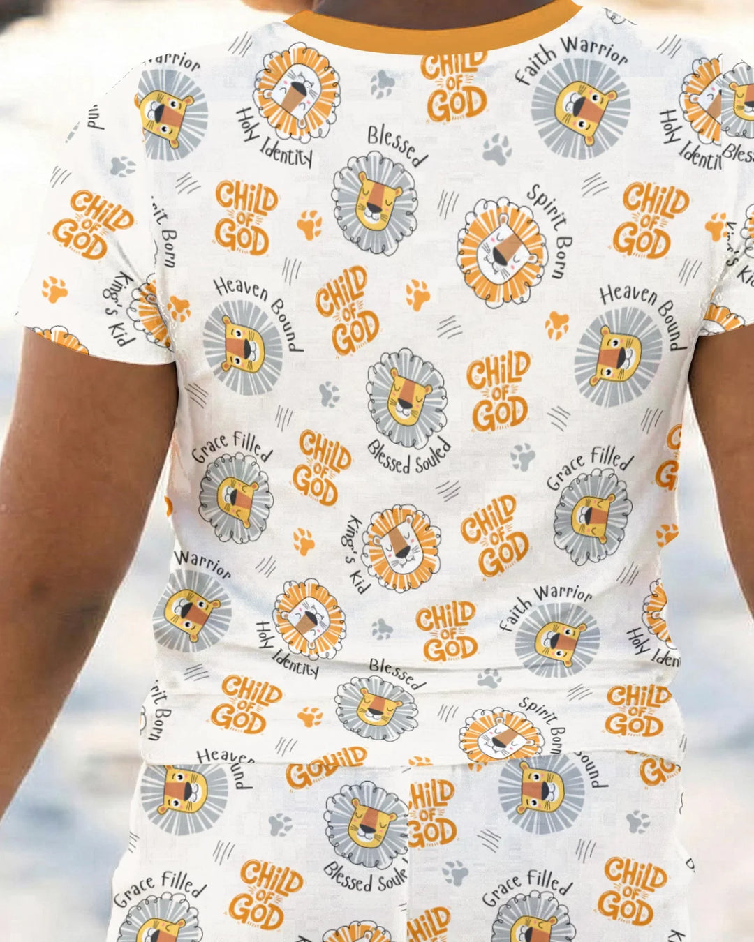 Pijama de dos piezas de manga corta de bambú para niño A Child Of God