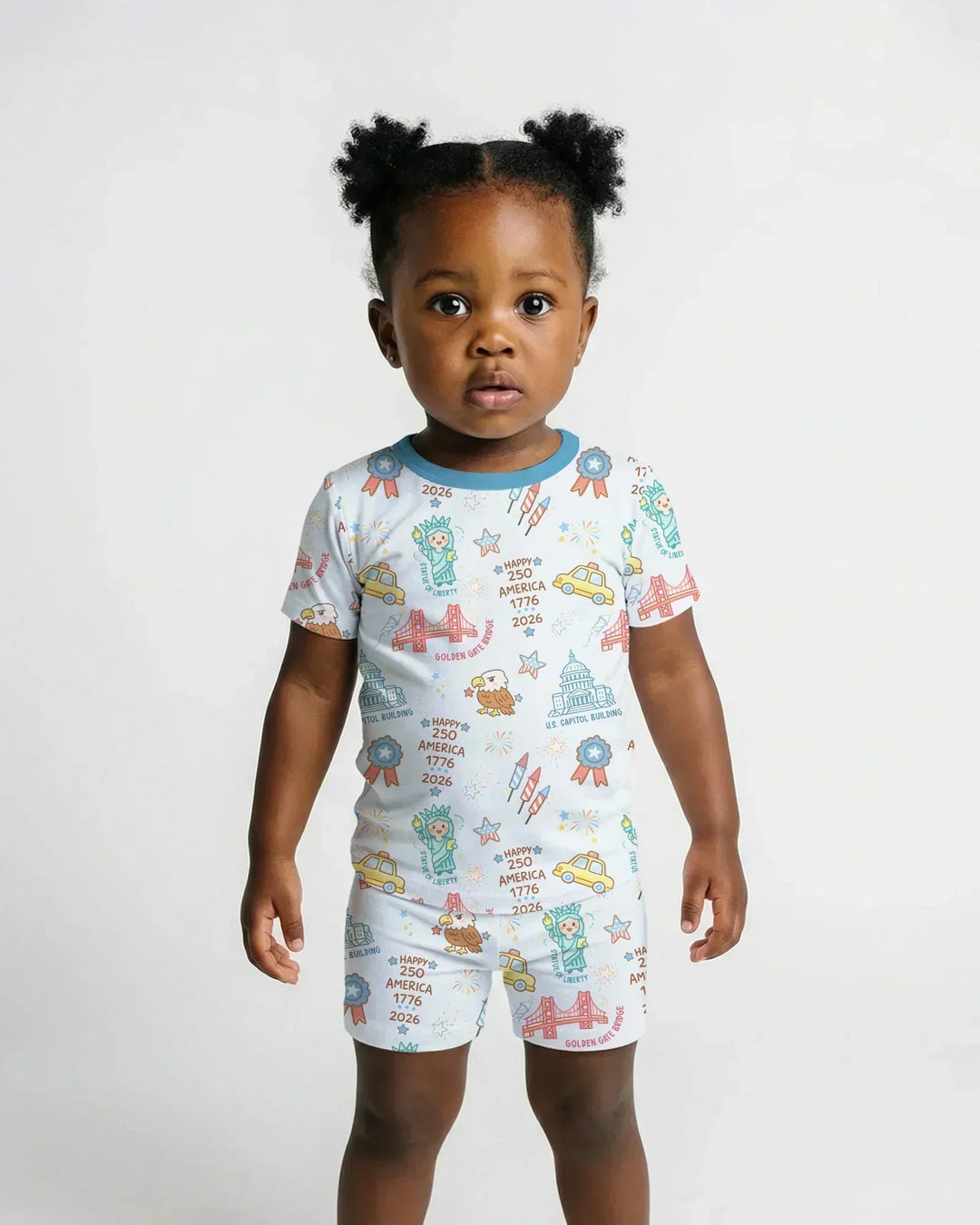 250 Years Of Freedom Two Piece Short Sleeve Shorts Pajama Set