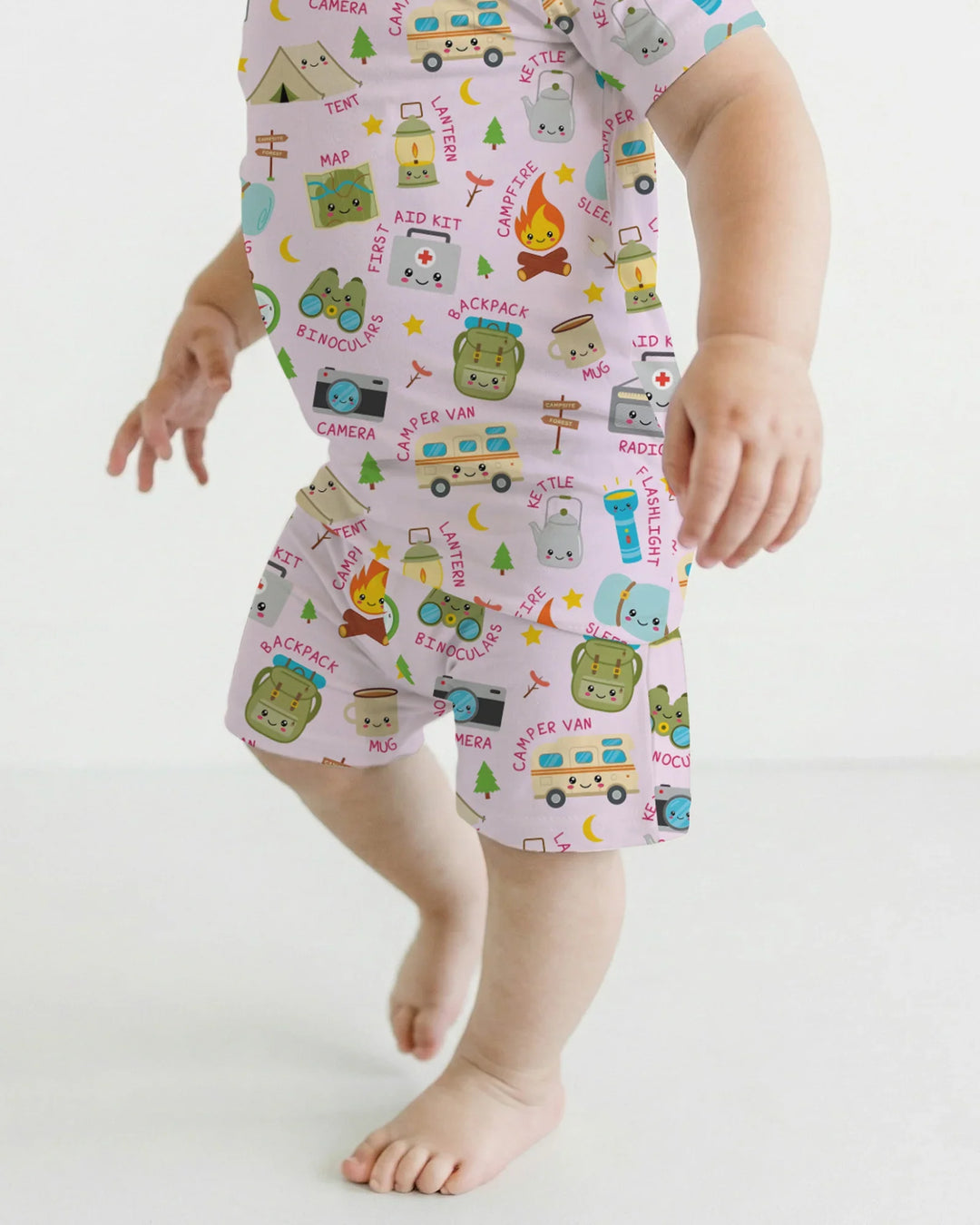 Little Camp Adventure Family Matching Two Piece Short Sleeve Shorts Pajama Set