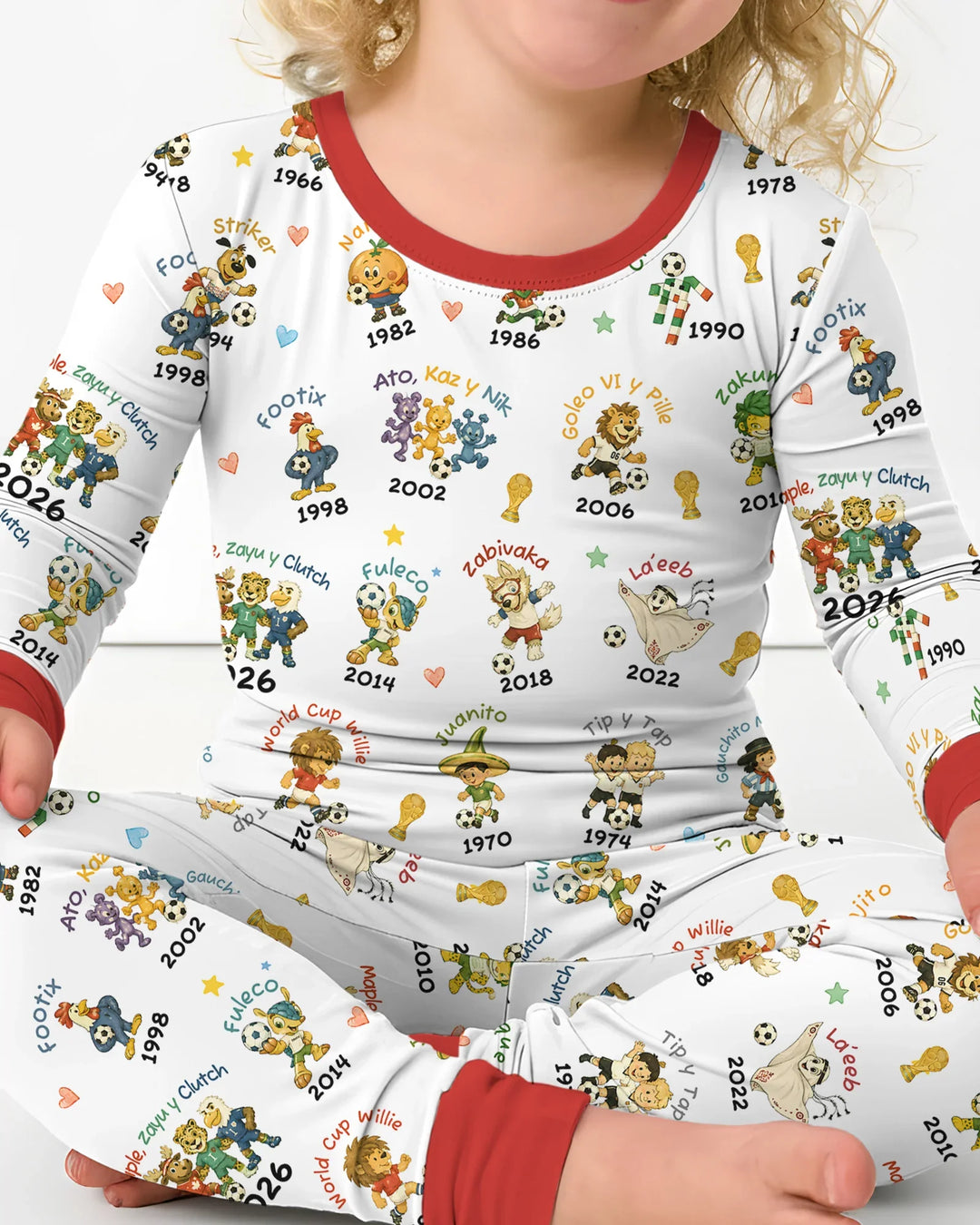 Soccer cup Mascots Bamboo Two Piece Long Sleeve Pajama Set