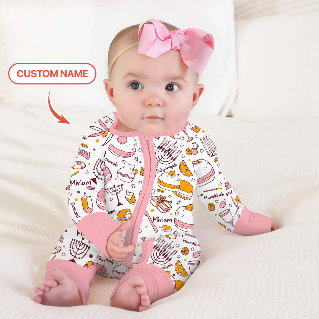 Happy Hanukkah Doodles Custom Name Family Matching Convertible Zippy