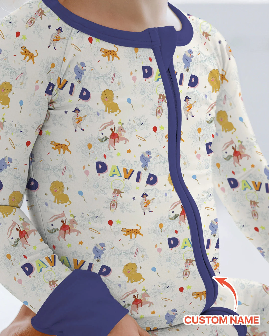 Custom Name Circus Toile Bamboo Convertible Zippy