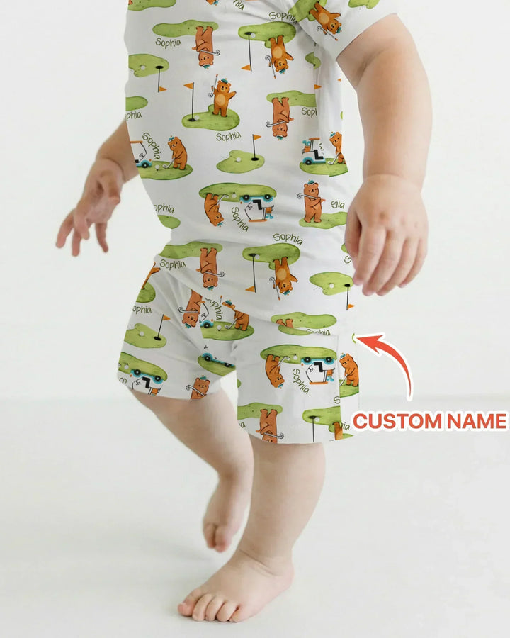 Zweiteiliges Pyjama-Set mit kurzen Ärmeln und Shorts im Sommer-Design