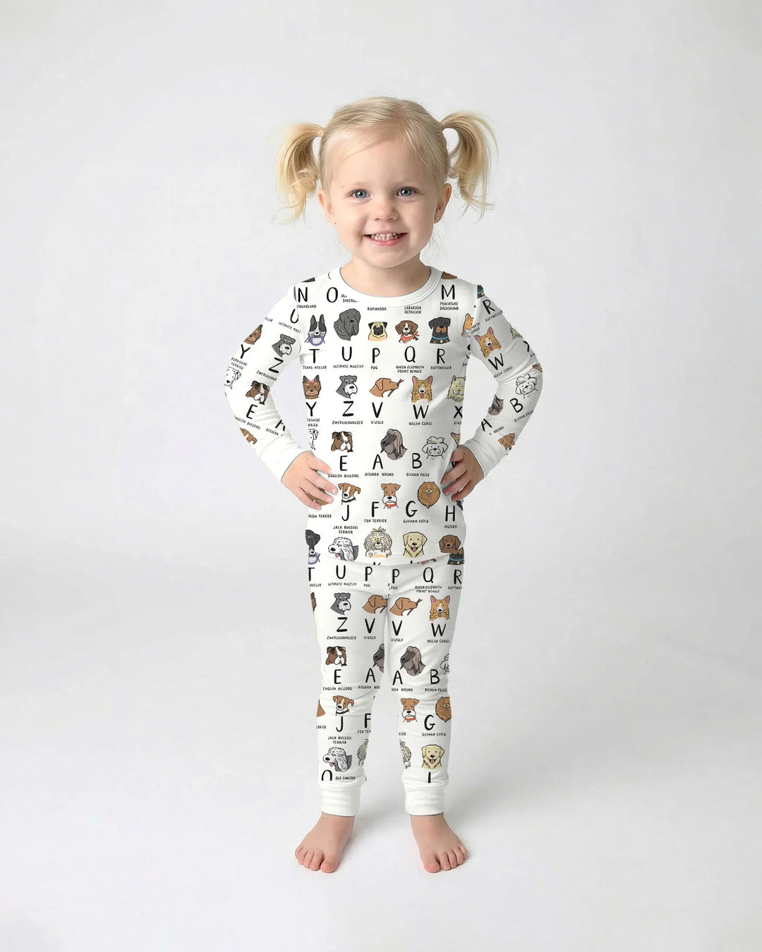 Funny Dogs Alphabet Two Piece Long Sleeve Pajama Set