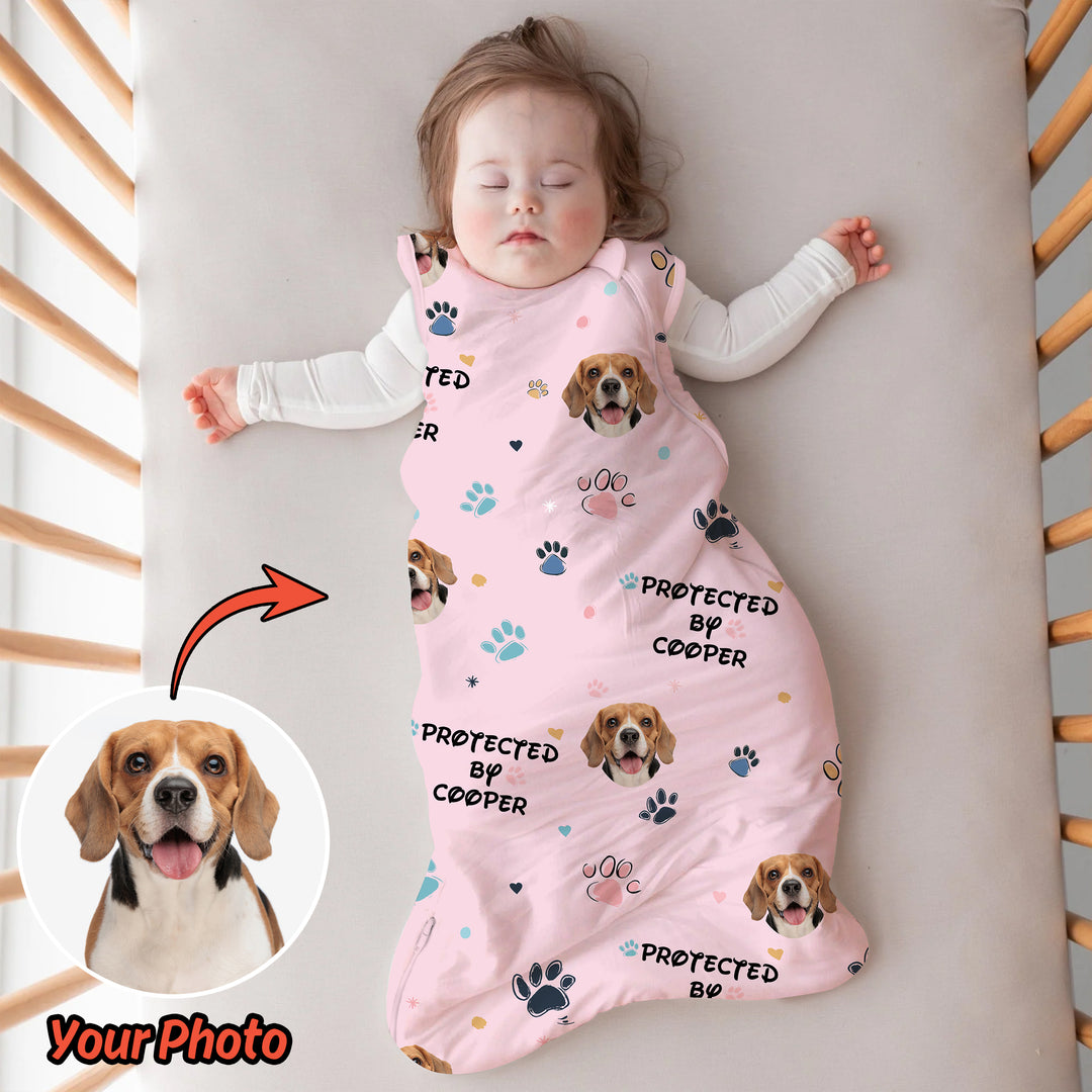 Custom Dog Photo Pattern Protected By Sleep Bag Lightweight 0.5 TOG