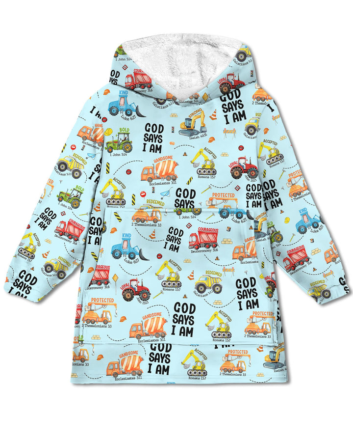 God Says I Am Boy Blanket Hoodie
