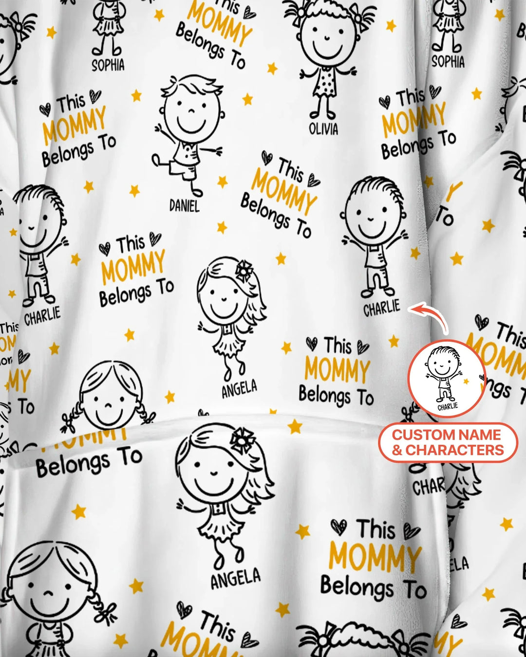Custom Name "This Mommy Belongs To" Doodle Bamboo Blanket Hoodie