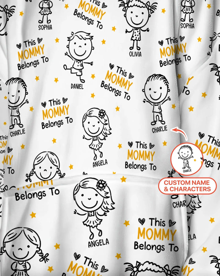 Custom Name "This Mommy Belongs To" Doodle Bamboo Blanket Hoodie