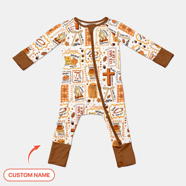 Custom Name I Am Thankful For Jesus Convertible Zippy , Custom Name I Am Thankful For Jesus Convertible Zippy - 0-3M