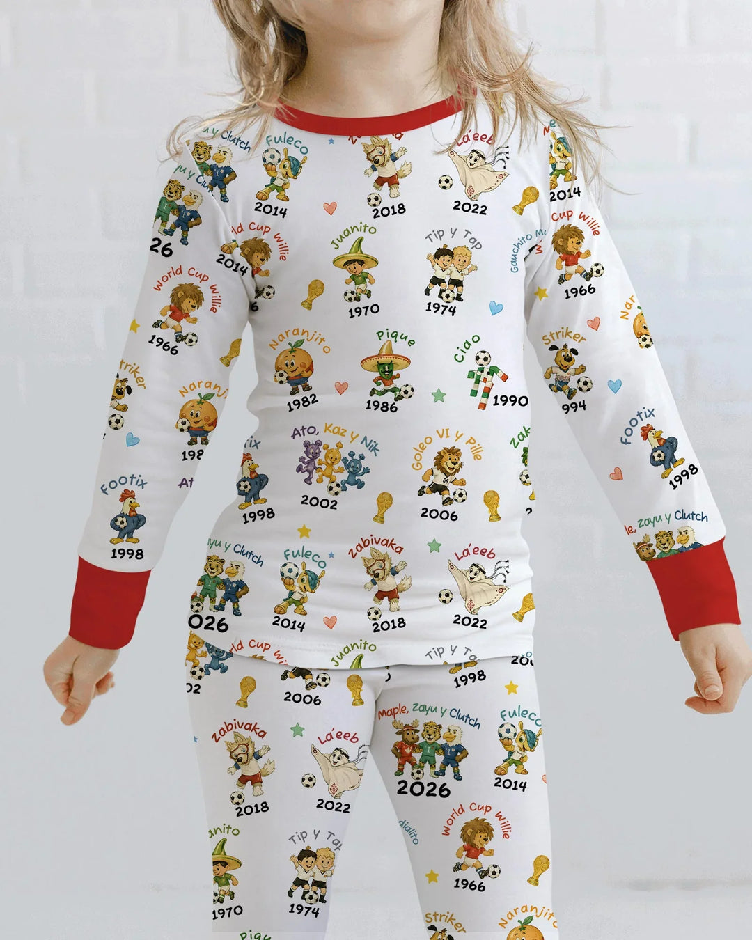 Soccer cup Mascots Bamboo Two Piece Long Sleeve Pajama Set