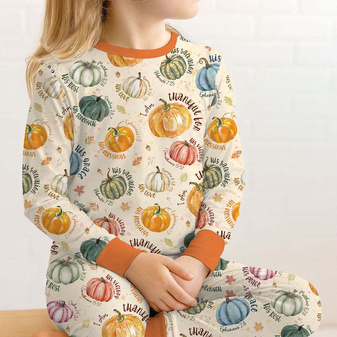 Christian Thanksgiving Two Piece Long Sleeve Pajama Set , Christian Thanksgiving Two Piece Long Sleeve Pajama Set - 12-18M / Chocolate Brown