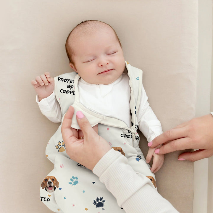 Custom Dog Photo Pattern Protected By Sleep Bag Lightweight 0.5 TOG
