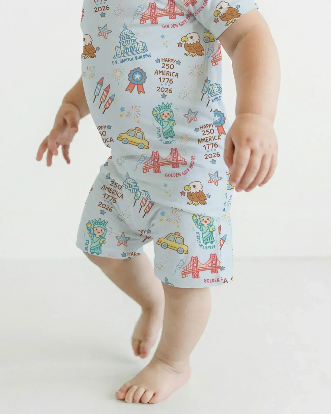 250 Years Of Freedom Two Piece Short Sleeve Shorts Pajama Set