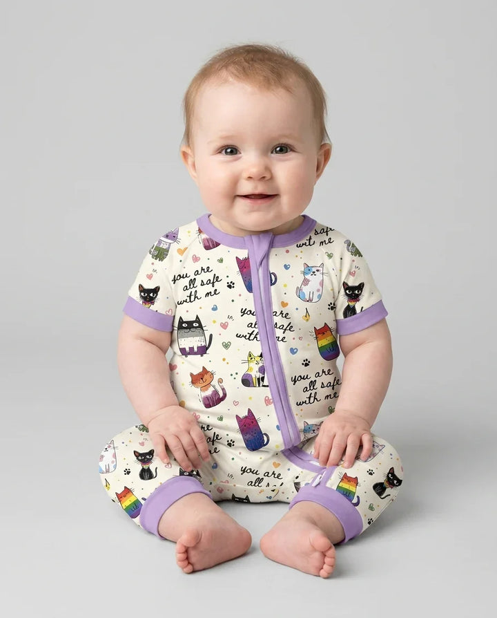 Loved & Safe Kitties Family Matching Bamboo Shorty Zippy
