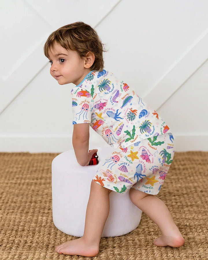 Tide Pool Pals Bamboo Two Piece Short Sleeve Shorts Pajama Set