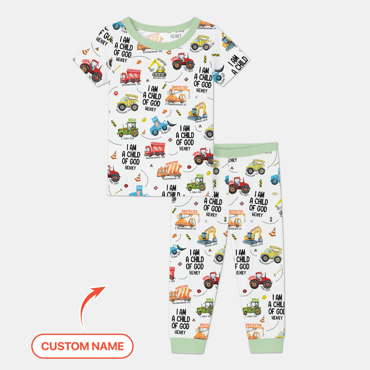 I Am A Child Of God Custom Name Two Piece Short Sleeve Pajama Set