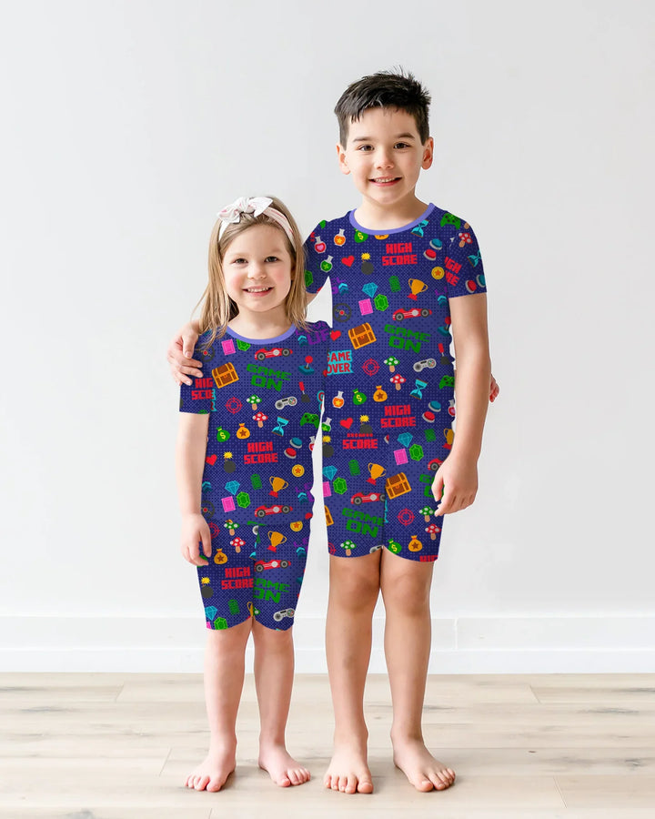 Gamer Mode On Family Matching Bamboo Two Piece Short Sleeve Shorts Pajama Set