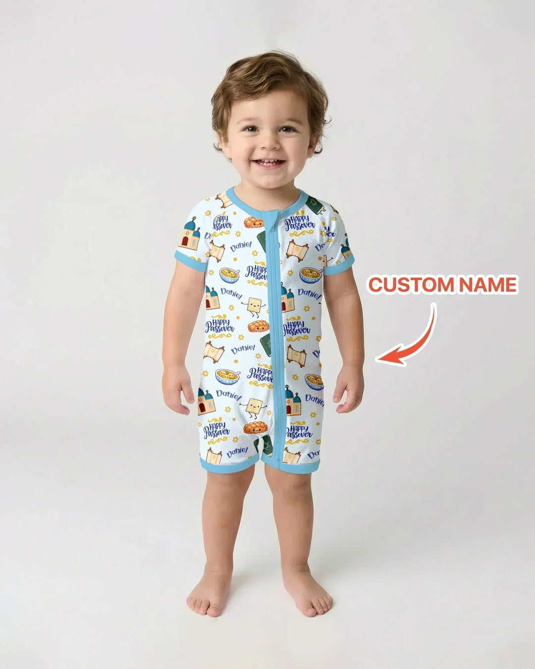 Custom name "Pesach Sameach" Bamboo Shorty Zippy