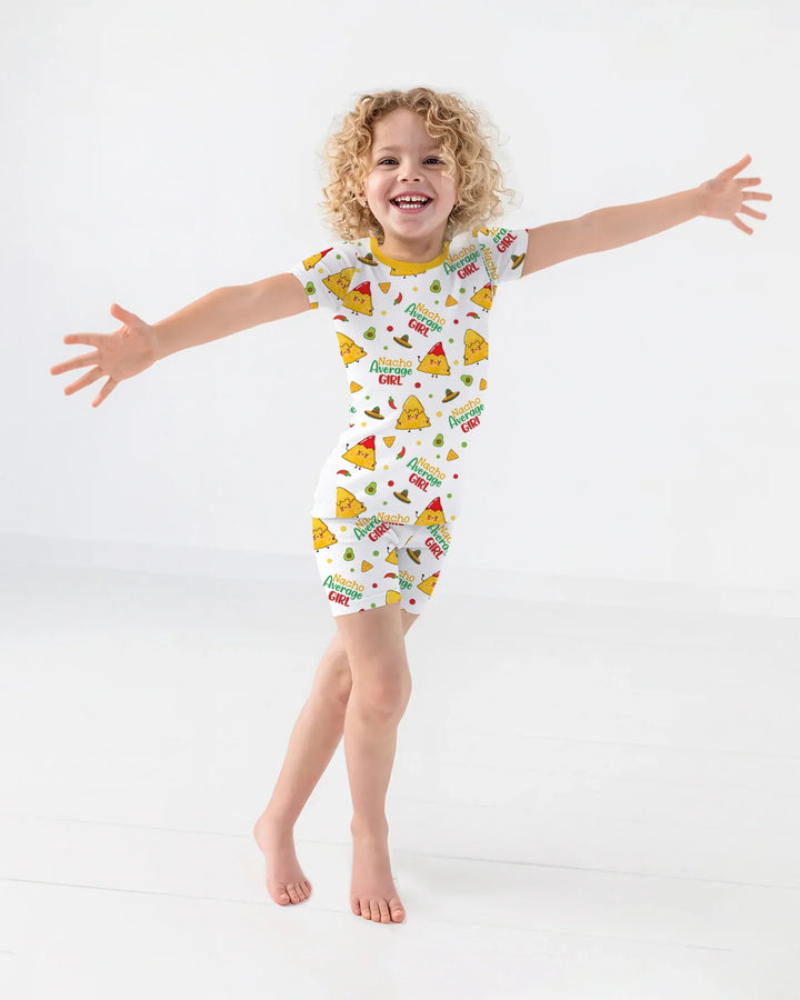 Lil Nacho Average Kid Bamboo Two Piece Short Sleeve Shorts Pajama Set