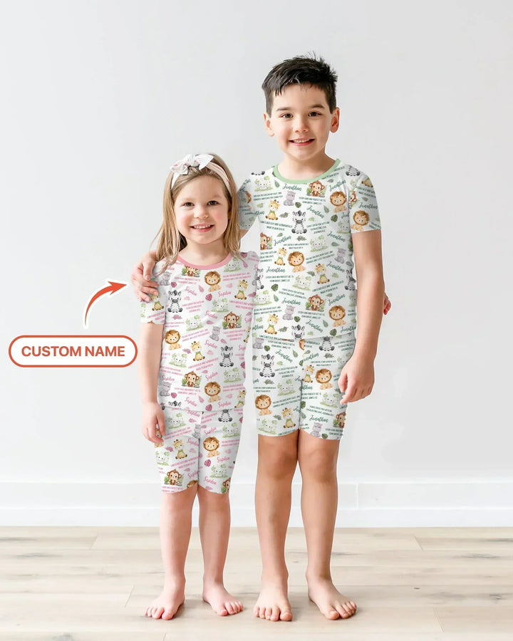 Zweiteiliges Pyjama-Set mit kurzen Ärmeln und Shorts im Sommer-Design
