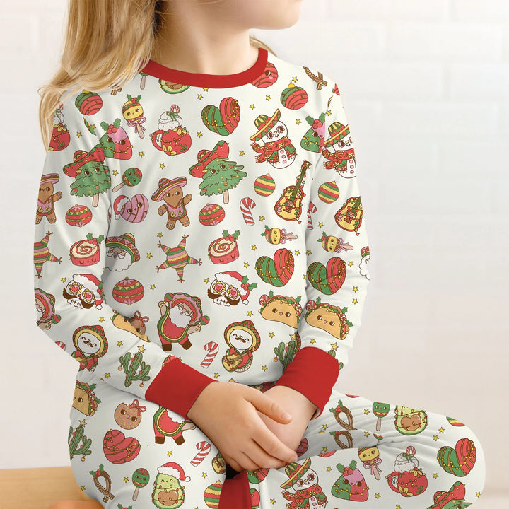 La Fiesta de Navidad Two Piece Long Sleeve Pajama Set