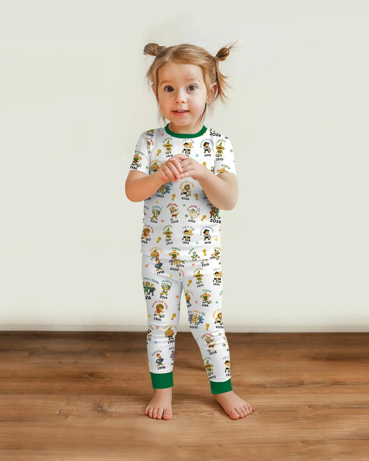 Soccer cup Mascots Bamboo Two Piece Short Sleeve Pajama Set