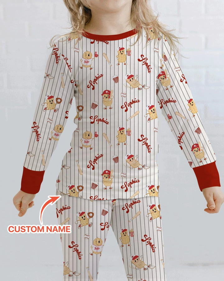 Custom Nam Retro Ballgame Bamboo Two Piece Long Sleeve Pajama Set