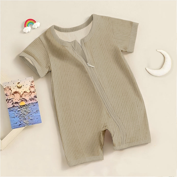 Beige Ribbed Bamboo Baby Clothing – Soft and Timeless