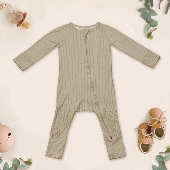 Beige Ribbed Bamboo Baby Clothing – Soft and Timeless