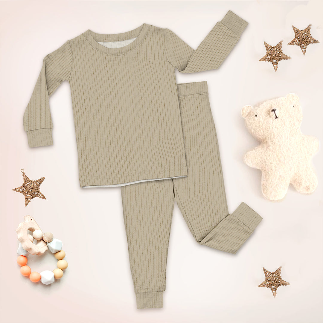 Beige Ribbed Bamboo Baby Clothing – Soft and Timeless