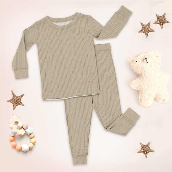 Beige Ribbed Bamboo Baby Clothing – Soft and Timeless