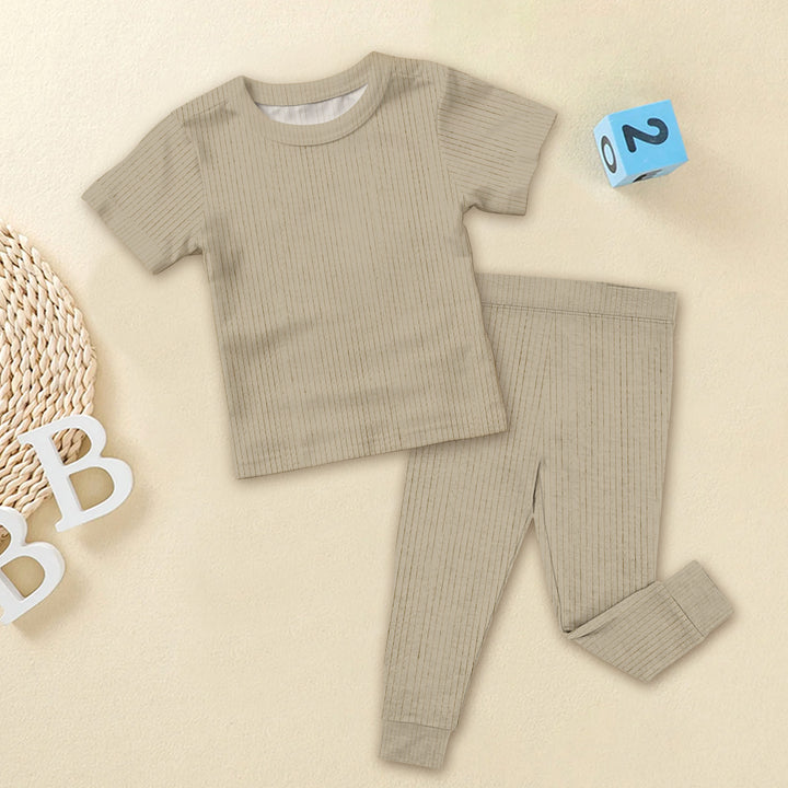 Beige Ribbed Bamboo Baby Clothing – Soft and Timeless