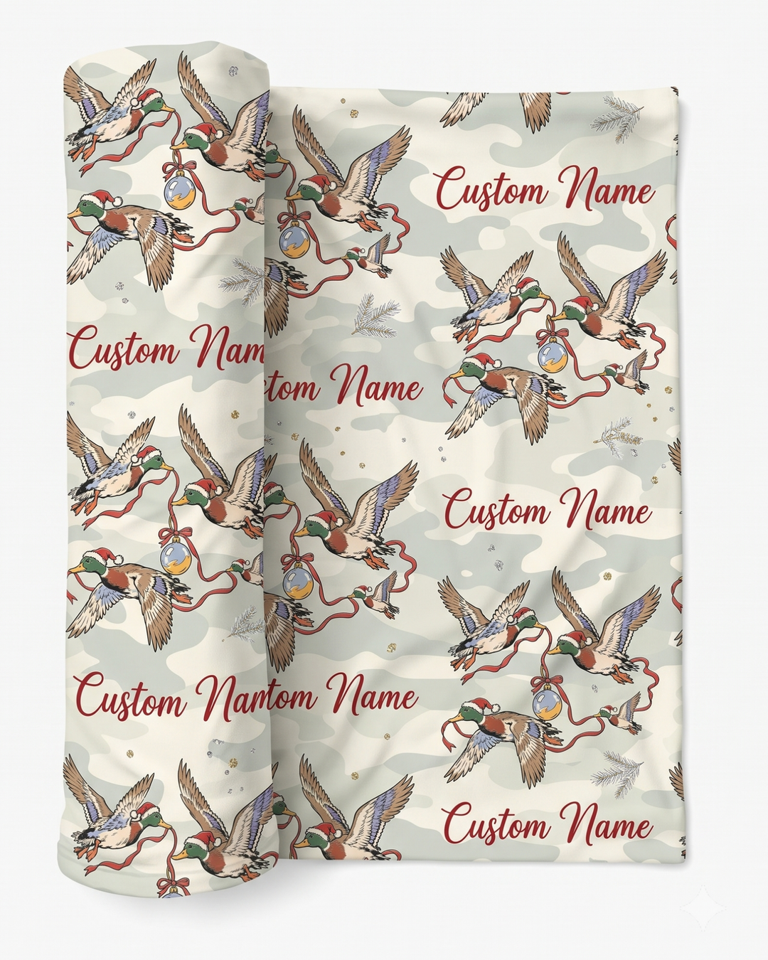 Mallard Duck Christmas Camo Bamboo Swaddle Blanket