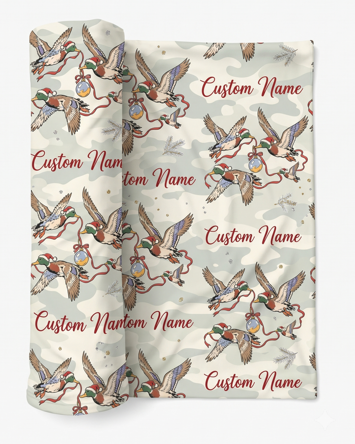 Mallard Duck Christmas Camo Bamboo Swaddle Blanket