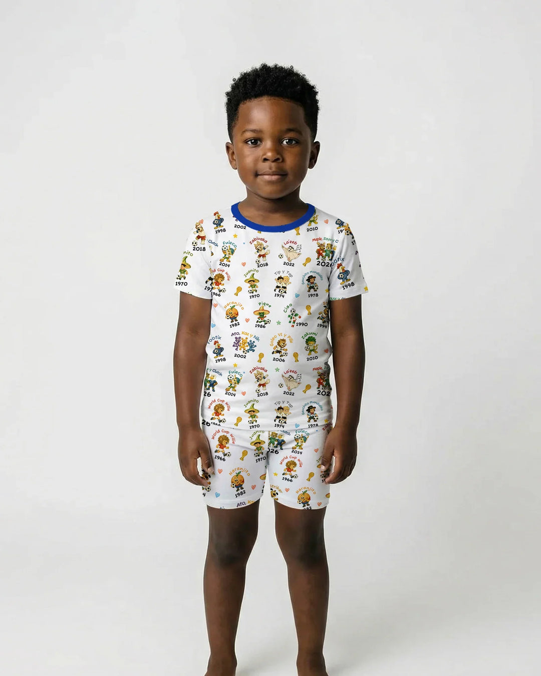 Soccer cup Mascots Bamboo Two Piece Short Sleeve Shorts Pajama Set